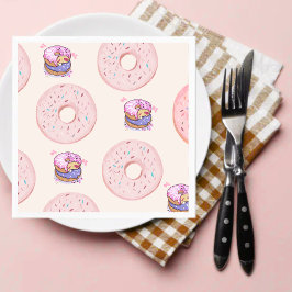 Cute woestijn zoete donuts illustratie patroon servet