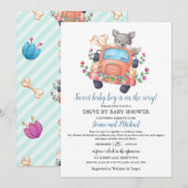 Cute Wolf Boy Baby Shower Drive Through   Kaart (Voorkant / Achterkant)