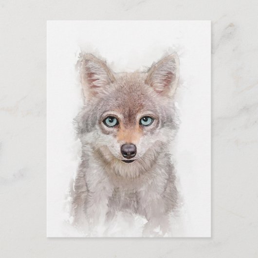 Cute Wolf Cub Portret Briefkaart (Voorkant)