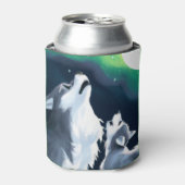 Cute Wolf en Pup Howl bij Full Moon Blikjeskoeler (Blikje Voorkant)