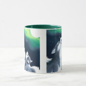 Cute Wolf en Pup Howl bij Full Moon Mok (Midden)