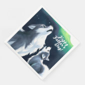 Cute Wolf en Pup Howl bij Full Moon Vaderdag Servet (Hoek)