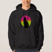 Cute Wolf   Howling Wolf Retro Sunset Hoodie (Voorkant)