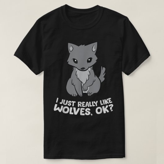 Cute Wolf Lover Cartoon Design Funny Wolves Gift T-shirt (Design voorkant)