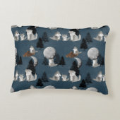 Cute Wolf Pack Bosnacht Baby Nursery Accent Kussen (Achterkant)