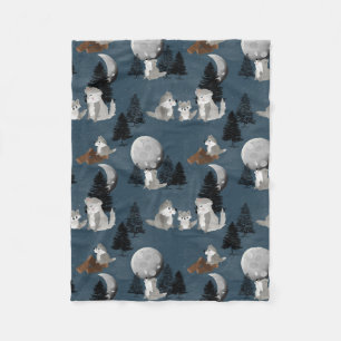 Cute Wolf Pack Bosnacht  Fleece Deken