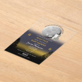 Cute Wolf Pack Woodland Moon Howling Baby Shower Acryl Uitnodigingen (Laagn)