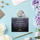 Cute Wolf Pack Woodland Moon Howling Baby Shower Acryl Uitnodigingen (Insitu (Huwelijk))