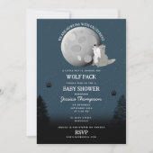 Cute Wolf Pack Woodland Moon Howling Baby Shower Kaart (Voorkant)