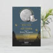 Cute Wolf Pack Woodland Moon Howling Baby Shower Kaart (Staand voorkant)