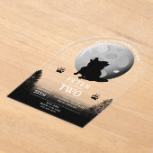 Cute Wolf Pack Woodland Moon Howling Birthday Acryl Uitnodigingen (Laagn)