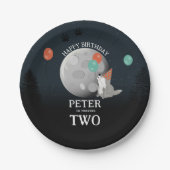 Cute Wolf Pack Woodland Moon Howling Birthday Papieren Bordje (Voorkant)