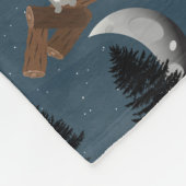 Cute Wolf Pack Woodland Night  Fleece Deken (Hoek)