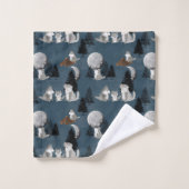 Cute Wolf Pack Woodland Night Moon Kids Bad Handdoek (Wasdoekje)