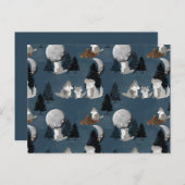 Cute Wolf Pack Woodland Night Sky Moon Briefkaart (Voorkant / Achterkant)