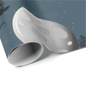 Cute Wolf Pack Woodland Night Sky Moon Cadeaupapier (Rol Hoek)