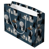 Cute Wolf Pack Woodland Night Sky Moon Groot Cadeauzakje (Achterkant Gekanteld)