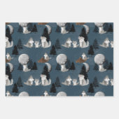 Cute Wolf Pack Woodland Night Sky Moon Inpakpapier Vel (Voorkant 3)