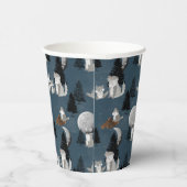 Cute Wolf Pack Woodland Night Sky Moon Papieren Bekers (Rechts)