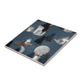 Cute Wolf Pack Woodland Night Sky Moon Tegeltje (Zijkant)