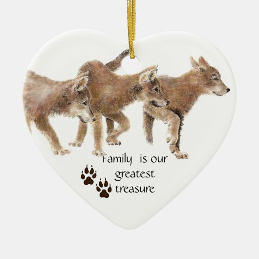 Cute Wolf pups - Familie is onze grootste gerustst Keramisch Ornament (Voorkant)