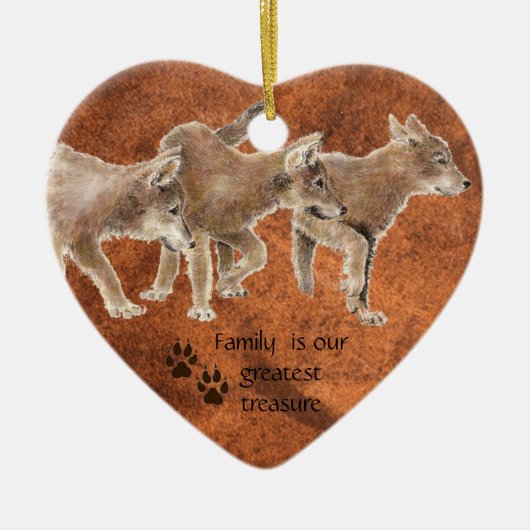 Cute Wolf pups - Familie is onze grootste gerustst Keramisch Ornament (Voorkant)
