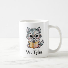 Cute Wolf Reading a Book Custom Koffiemok
