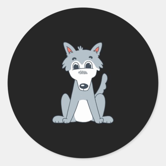 Cute wolf ronde sticker (Voorkant)