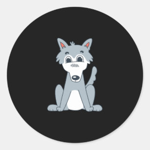 Cute wolf ronde sticker