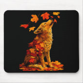 Cute Wolf With Fall Leaves Forest Animal Autumn Ae Muismat (Voorkant)