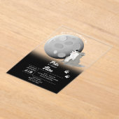 Cute Wolf Woodland Moon Howling Kids Birthday Acryl Uitnodigingen (Laagn)