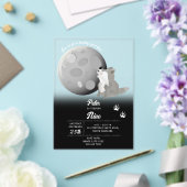 Cute Wolf Woodland Moon Howling Kids Birthday Acryl Uitnodigingen (Insitu (Huwelijk))