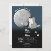 Cute Wolf Woodland Moon Howling Kids Birthday Kaart (Voorkant)