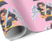 Cute woman Angel's with open wings and sword Cadeaupapier (Rol Hoek)