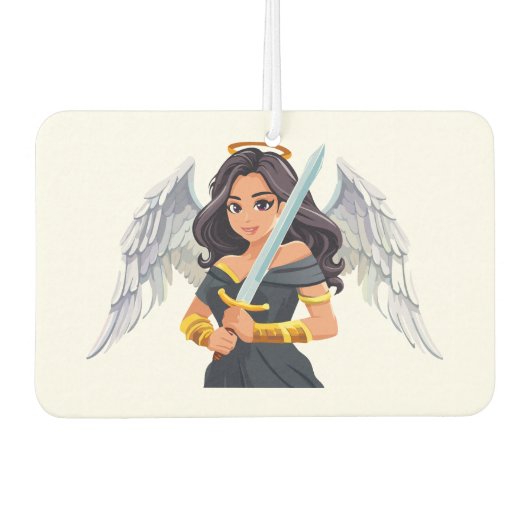 Cute woman Angel's with open wings and sword Luchtverfrisser (Voorkant)