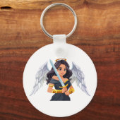 Cute woman Angel's with open wings and sword Sleutelhanger (Achterkant)