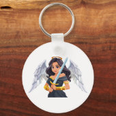 Cute woman Angel's with open wings and sword Sleutelhanger (Voorkant)
