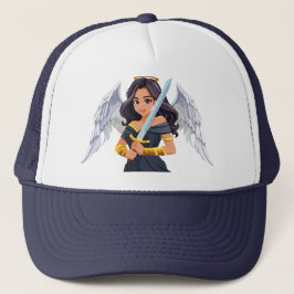 Cute woman Angel's with open wings and sword Trucker Pet