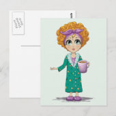 Cute Woman Drink koffie Briefkaart (Voorkant / Achterkant)