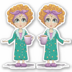 Cute Woman Nightgown Clipart Sticker