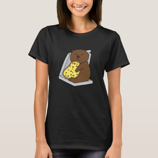 Cute Wombat Eating Pizza Fast Food Rodent T-shirt (Voorkant)