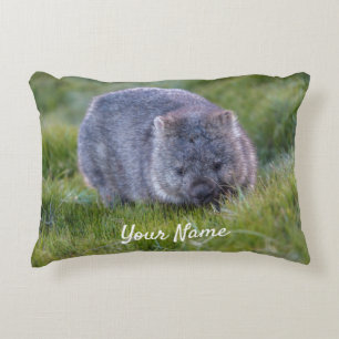 Cute Wombat Wildlife Animal Australia Green Accent Kussen