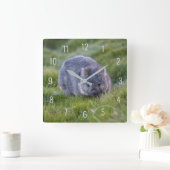 Cute Wombat Wildlife Animal Australia Green Vierkante Klok (Huis)
