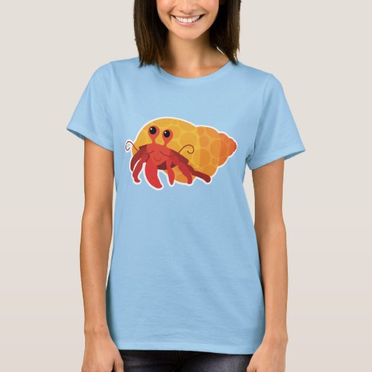 Cute Womens Cartoon Hermit Crab T-shirt (Voorkant)
