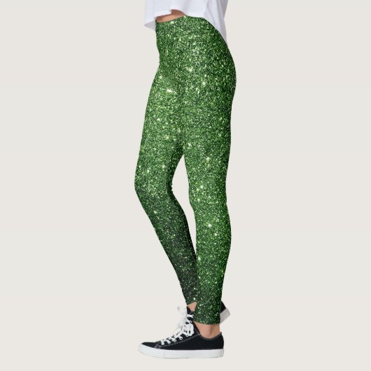 Cute Womens Girls Glitter Pattern Irish Green Leggings (Links)