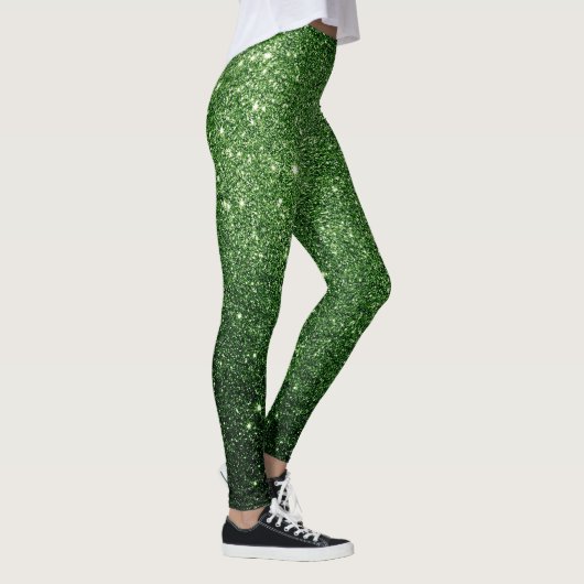 Cute Womens Girls Glitter Pattern Irish Green Leggings (Rechts)