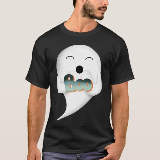 cute Womens Men ghost boo happy smiling adorable s T-shirt (Voorkant)