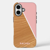 Cute Wood and Pink Personalized  Case-Mate iPhone Case (Achterkant)