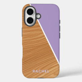 Cute Wood and Purple Personalized iPhone 16 Hoesje