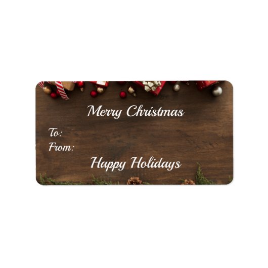 Cute Wood Merry kerst Rectangle Stickers (Voorkant)